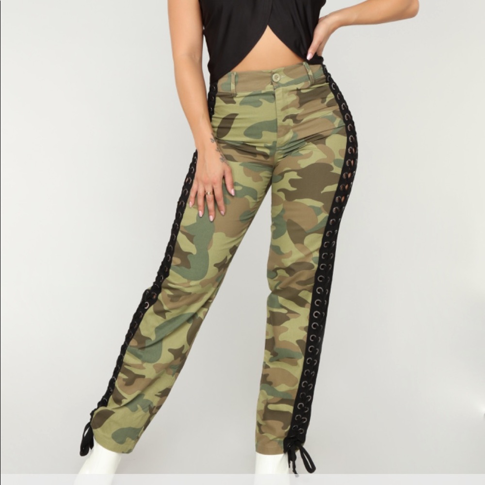Lace up camo pants